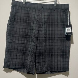 NWT NIKE Golf Tour Performance Black Plaid Men's Shorts Size 38